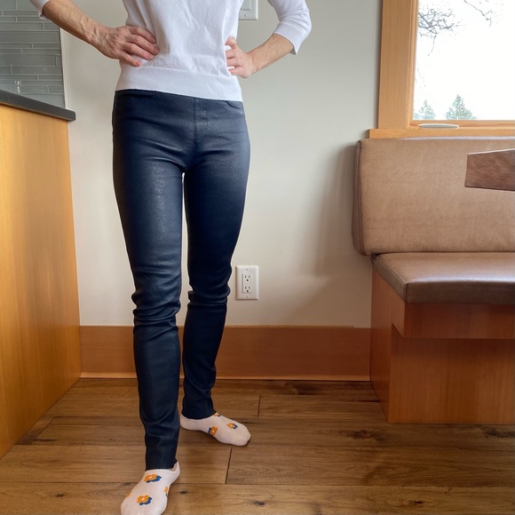 Helmet Lang navy blue leather leggings - Picture 12 of 12